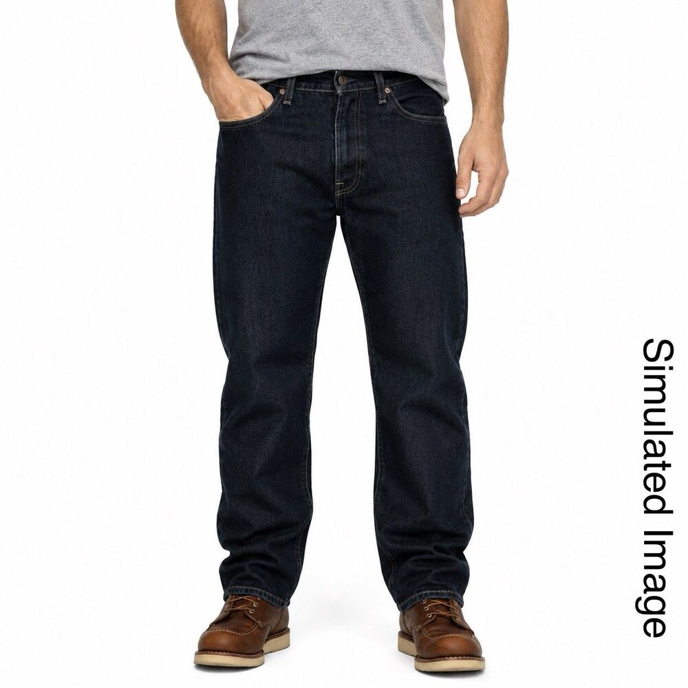 Levis 501 Jeans Mens 40x33 Dark Blue Denim Button Fly Straight Leg